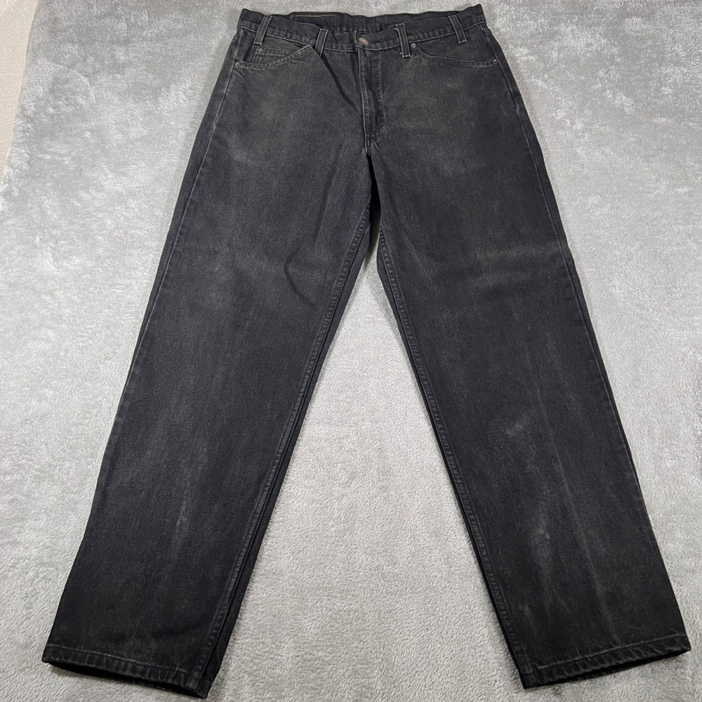 VINTAGE Levis 550 Jeans Mens (Fits 34x30) Black Relaxed Fit Orange Tab Denim 90s